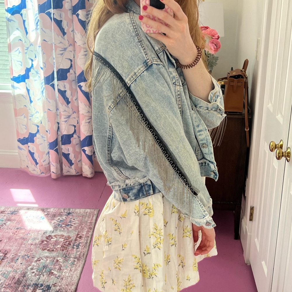 Fringe denim jean jacket